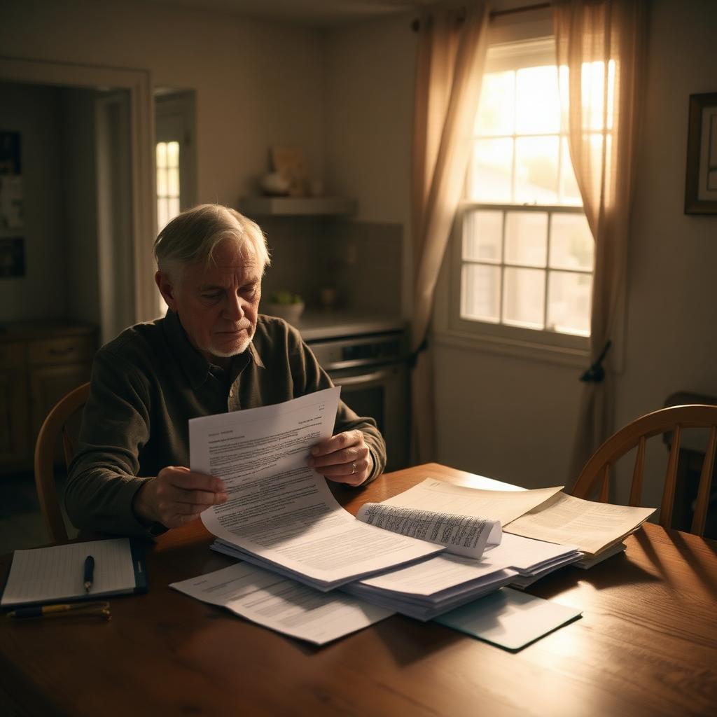 Hampton Roads homeowner reading a foreclosure notice at the kitchen table