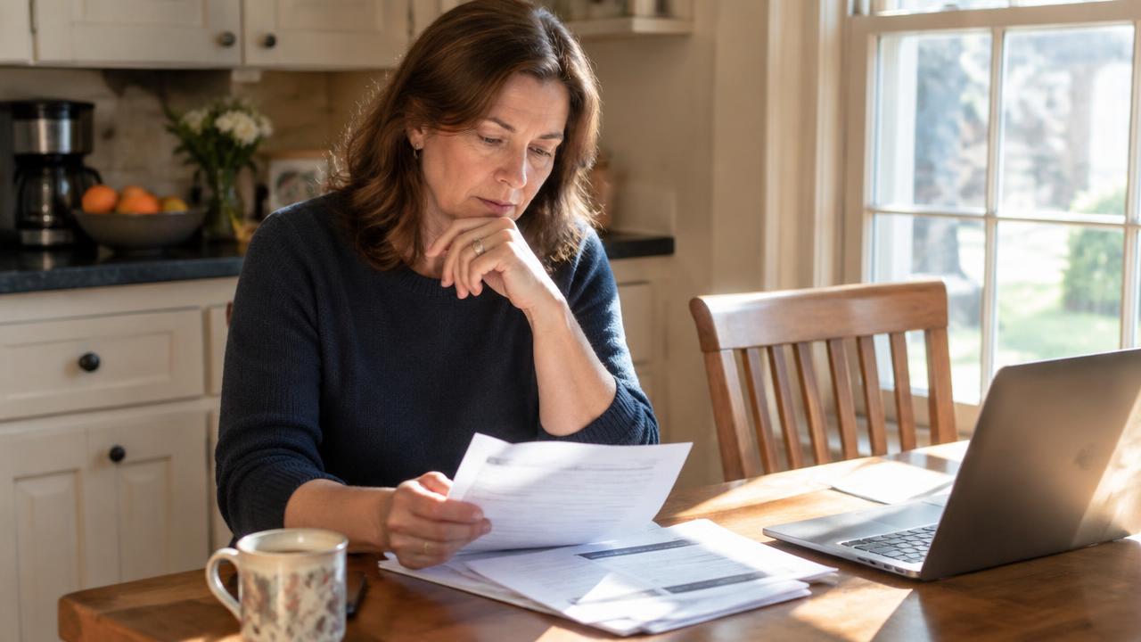Homeowner reviewing paperwork at a kitchen table in Hampton, Virginia
