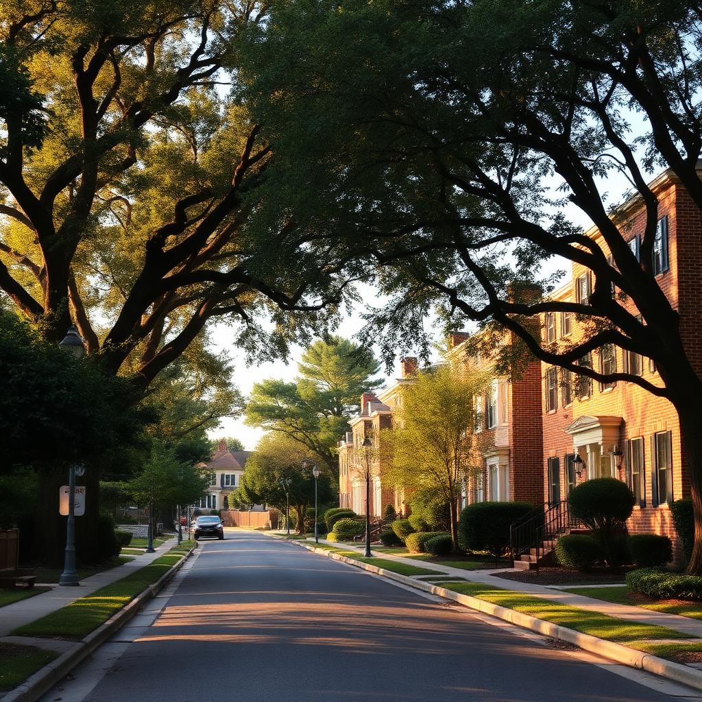 Hampton Roads neighborhood street lined with colonial homes