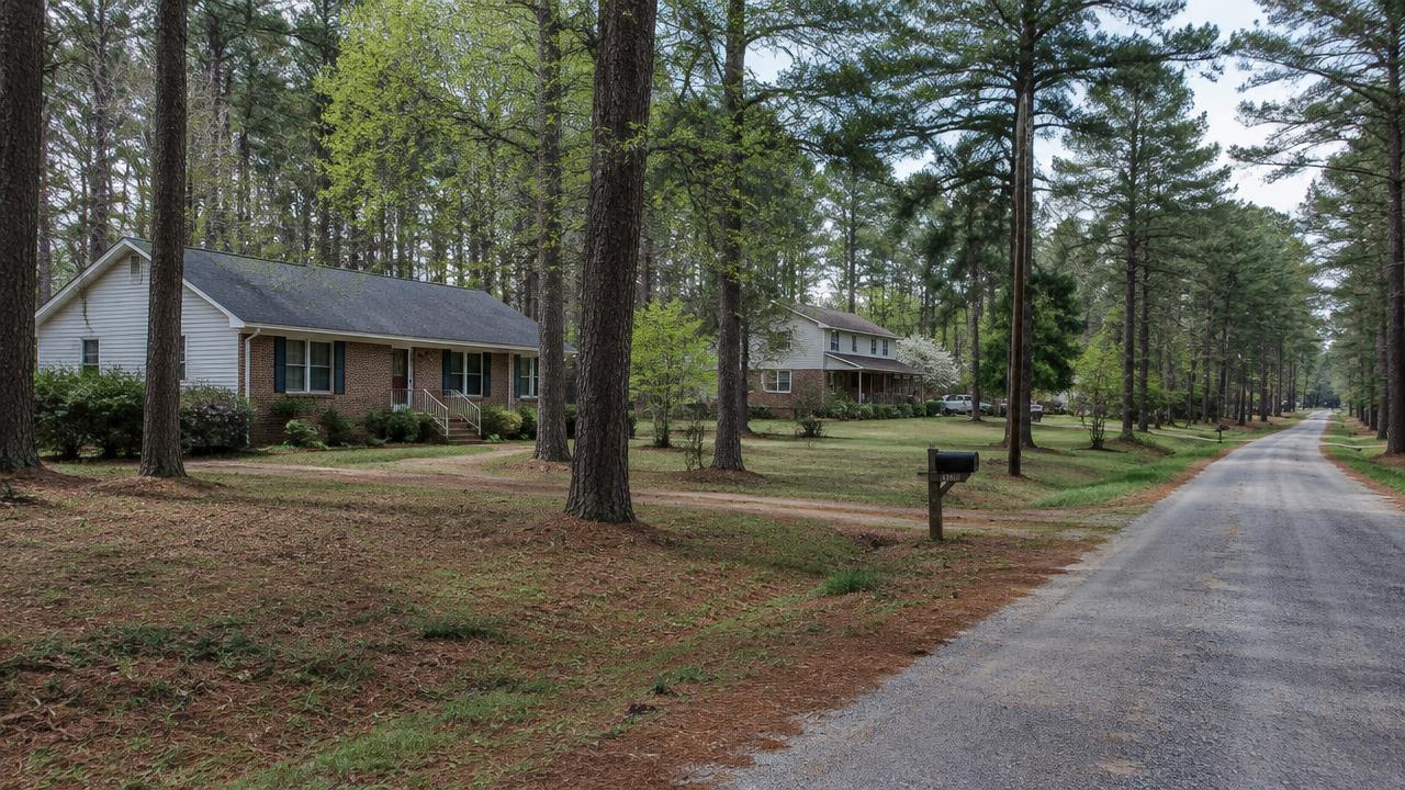 Homes on wooded lots in the Bells Mill area of Chesapeake