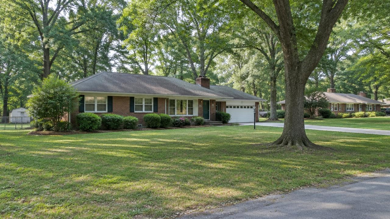 1970s brick ranch homes in the Camelot neighborhood of Chesapeake