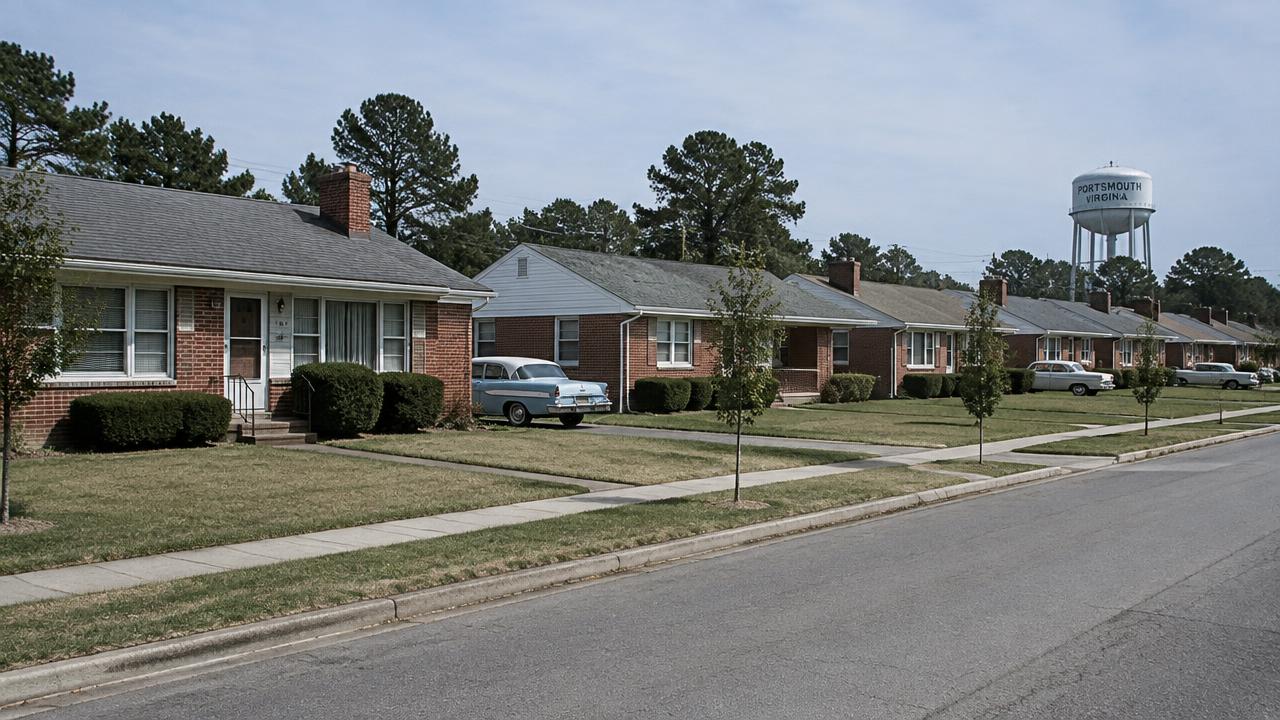 1950s brick ranch homes in Cavalier Manor, Portsmouth