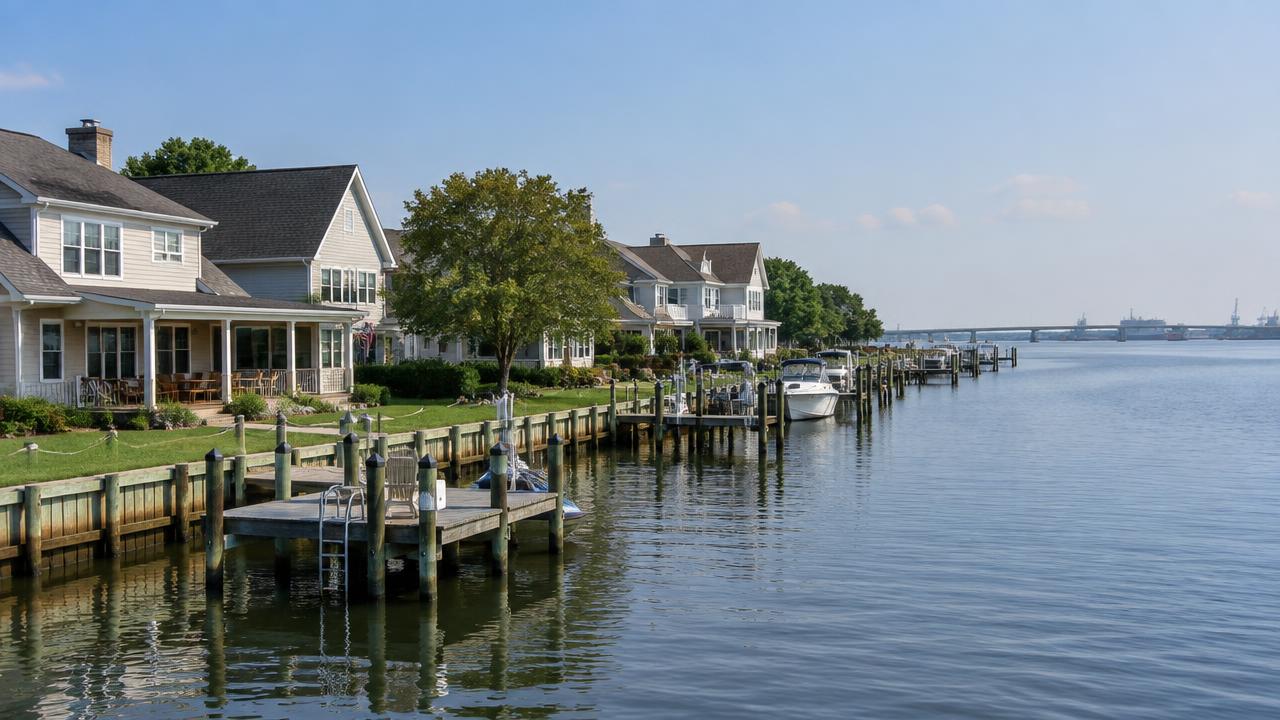 Canal-front homes in the Elizabeth Lake Estates area of Hampton
