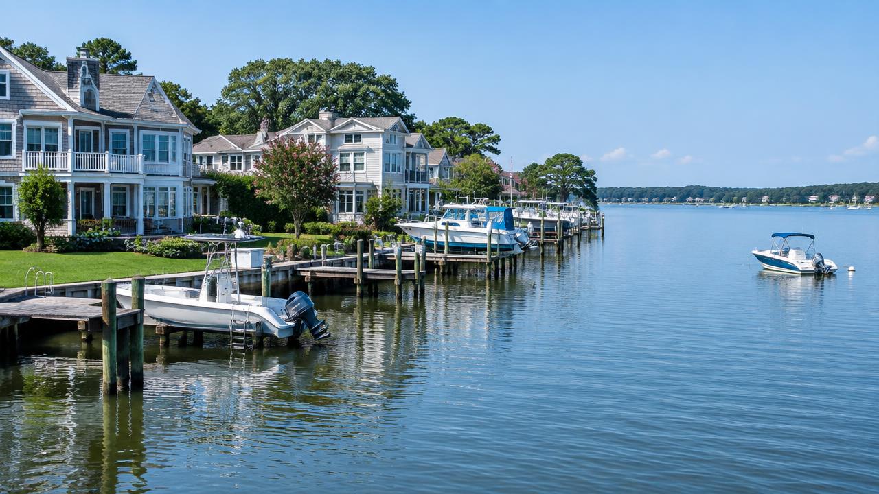 Waterfront homes with docks along the Lynnhaven River in Virginia Beach