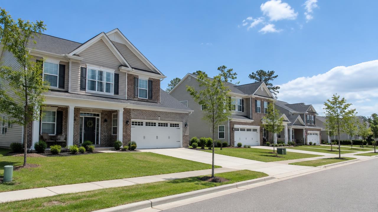 Suburban two-story homes in the Princess Anne area of Virginia Beach