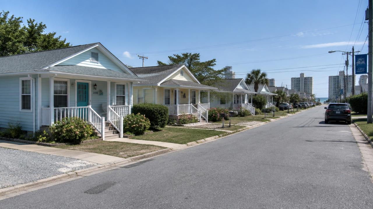 Beach cottages and bungalows in the Shadowlawn neighborhood of Virginia Beach