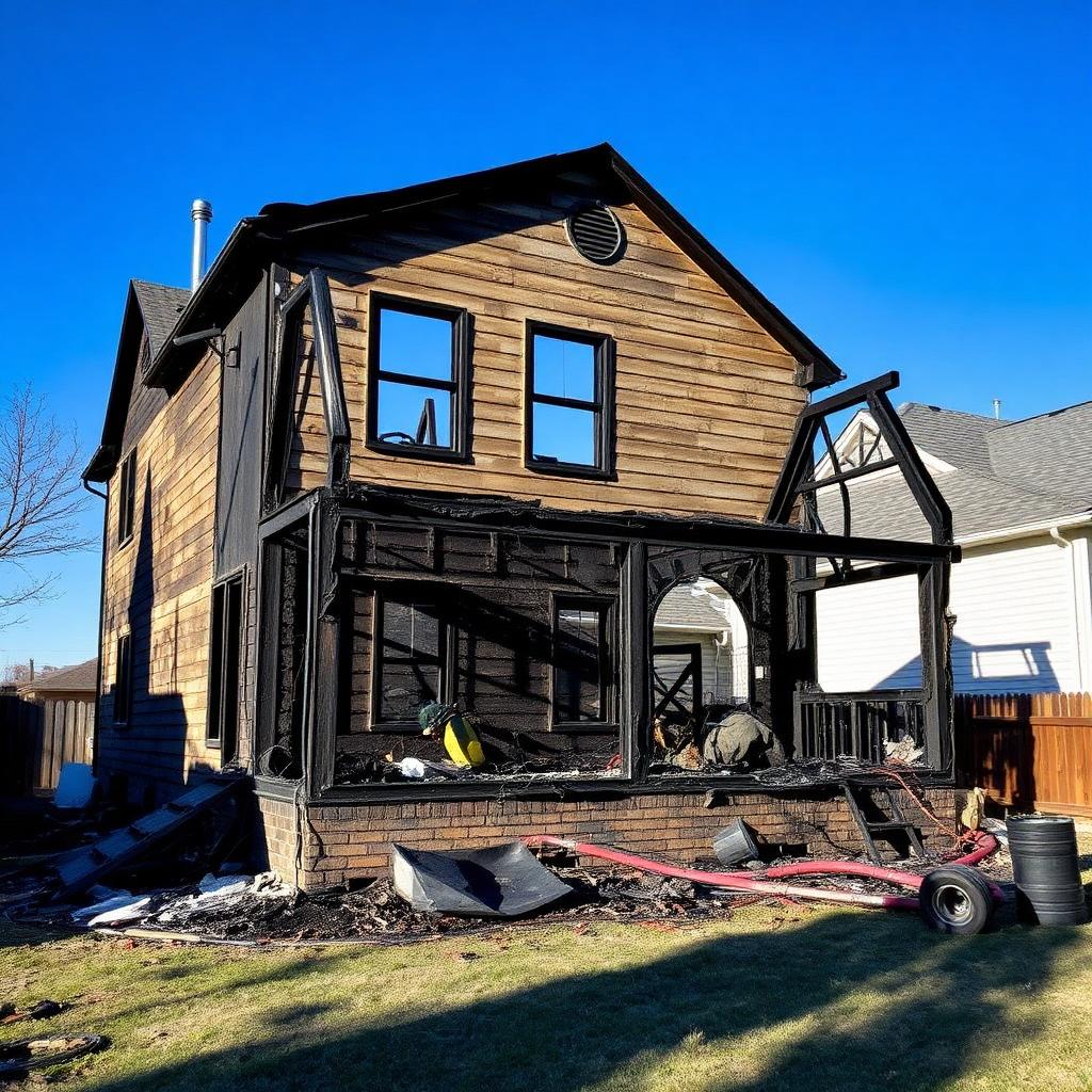 Burned-out shell of a Hampton Roads single-family home after a total-loss house fire